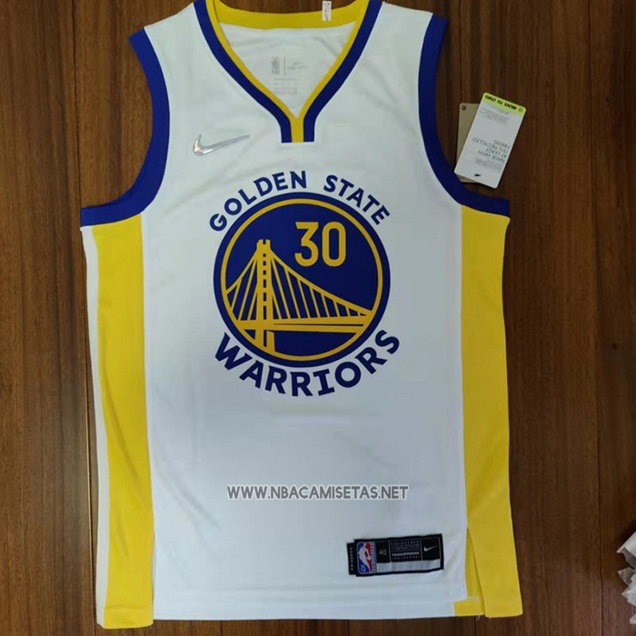 Camiseta Golden State Warriors Stephen Curry NO 30 Association 2022 NBA Finals Blanco